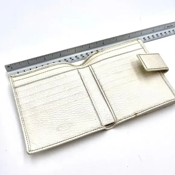 TOD'S vintage wallet white leather snap closure credit cards slots & pockets